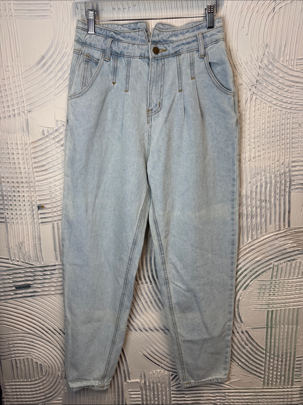 Princess Polly Light Wash Paperbag Waist Boyfriend Jeans N0712